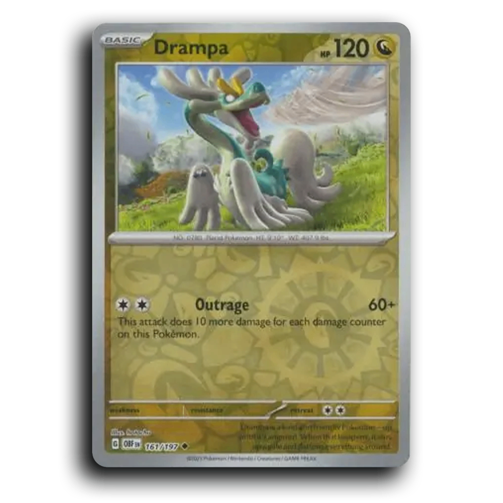 Drampa (161/197) [Obsidian Flames] 2023 G Uncommon English hatachu Dragon OBF Basic Placid Pokémon Pokemon Card TCG Near Mint NM Reverse Holo