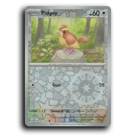 Pidgey (162/197) [Obsidian Flames] 2023 G Common English Naoyo Kimura Colorless OBF Basic Tiny Bird Pokémon Pokemon Card TCG Near Mint NM Reverse Holo