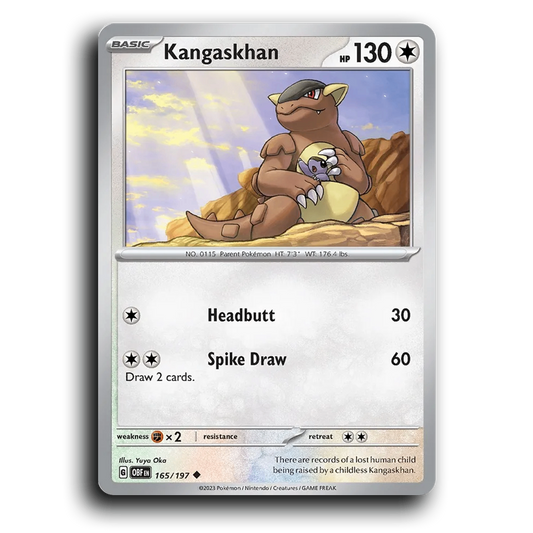 Kangaskhan (165/197) [Obsidian Flames] 2023 G Uncommon English Yuya Oka Colorless OBF Basic Parent Pokémon Pokemon Card TCG Near Mint NM