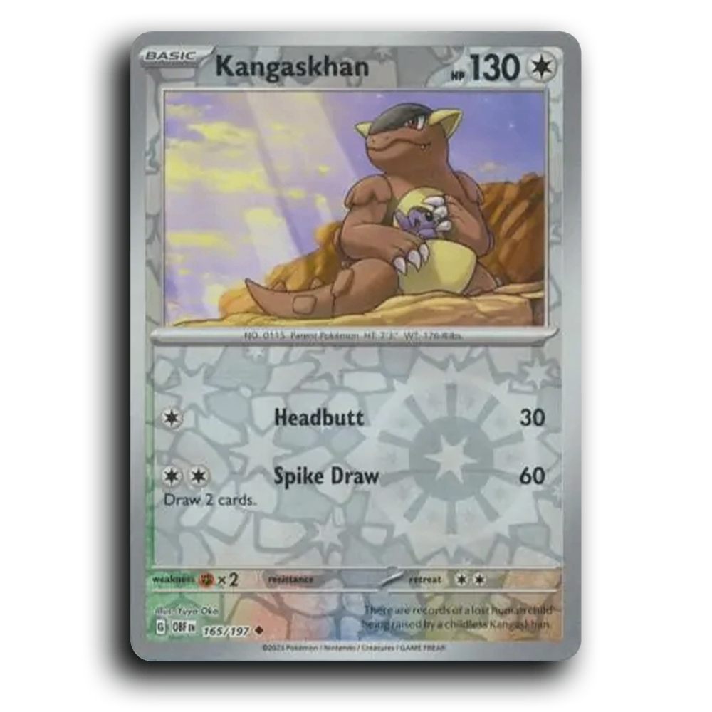 Kangaskhan (165/197) [Obsidian Flames] 2023 G Uncommon English Yuya Oka Colorless OBF Basic Parent Pokémon Pokemon Card TCG Near Mint NM Reverse Holo