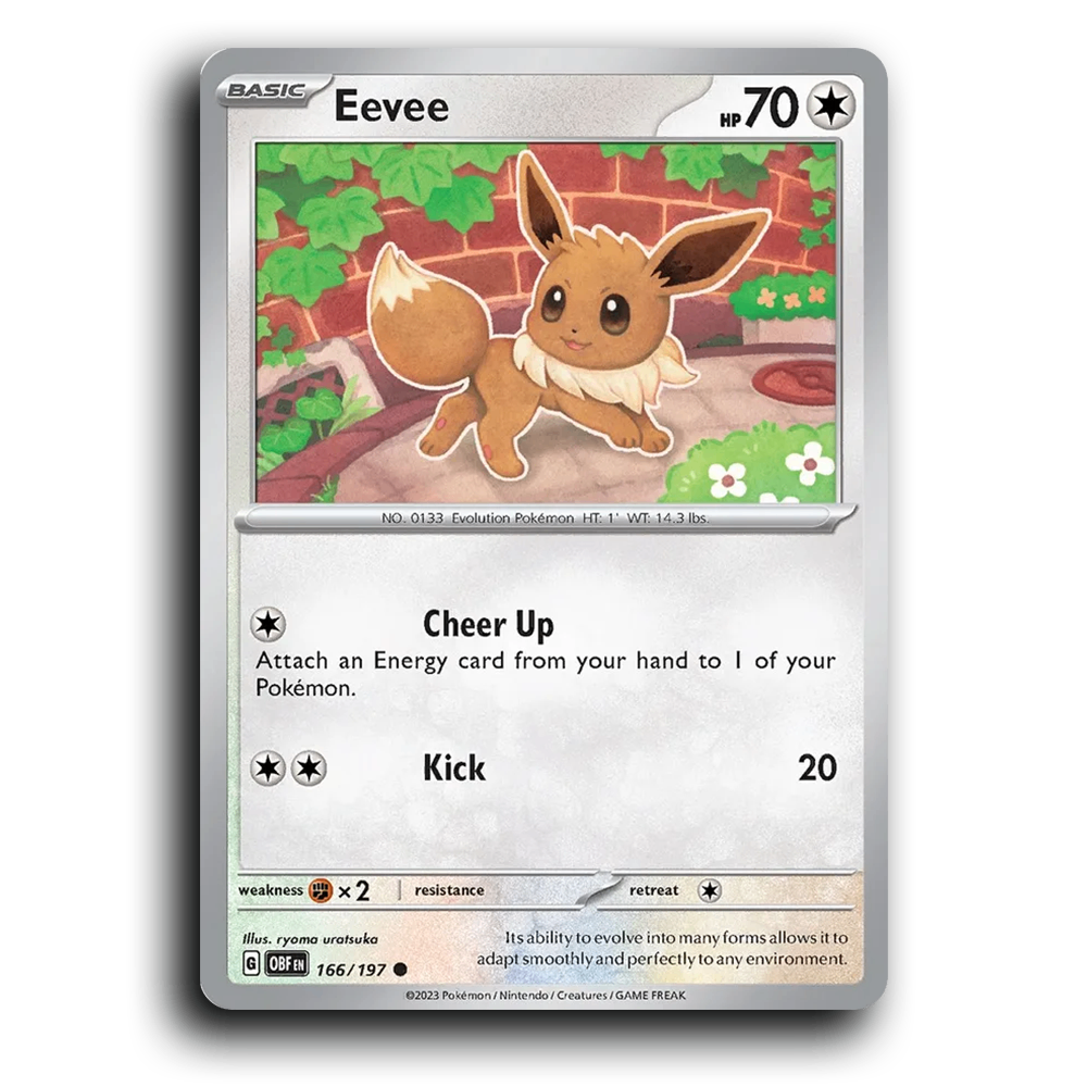 Eevee (166/197) [Obsidian Flames] 2023 G Common English ryoma uratsuka Colorless OBF Basic Evolution Pokémon Pokemon Card TCG Near Mint NM