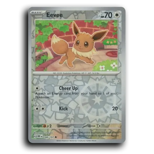 Eevee (166/197) [Obsidian Flames] 2023 G Common English ryoma uratsuka Colorless OBF Basic Evolution Pokémon Pokemon Card TCG Near Mint NM Reverse Holo