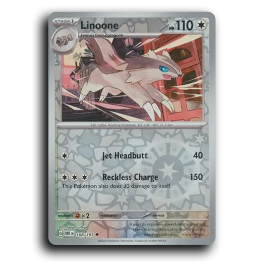 Linoone (168/197) [Obsidian Flames] 2023 G Uncommon English Nagomi Nijo Colorless OBF Stage 1 Rushing Pokémon Pokemon Card TCG Near Mint NM Reverse Holo