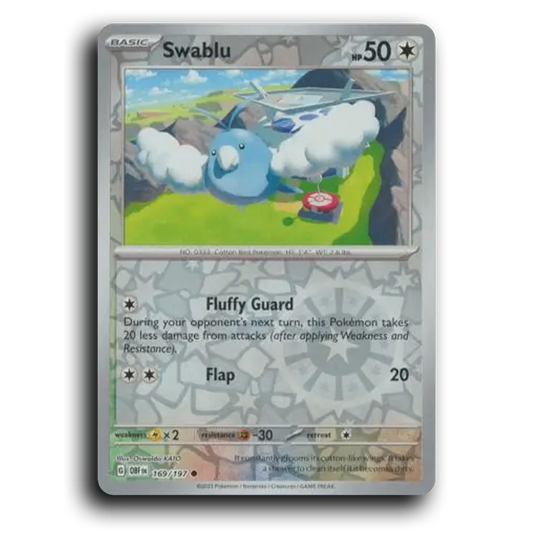 Swablu (169/197) [Obsidian Flames] 2023 G Common English Oswaldo KATO Colorless OBF Basic Cotton Bird Pokémon Pokemon Card TCG Near Mint NM Reverse Holo