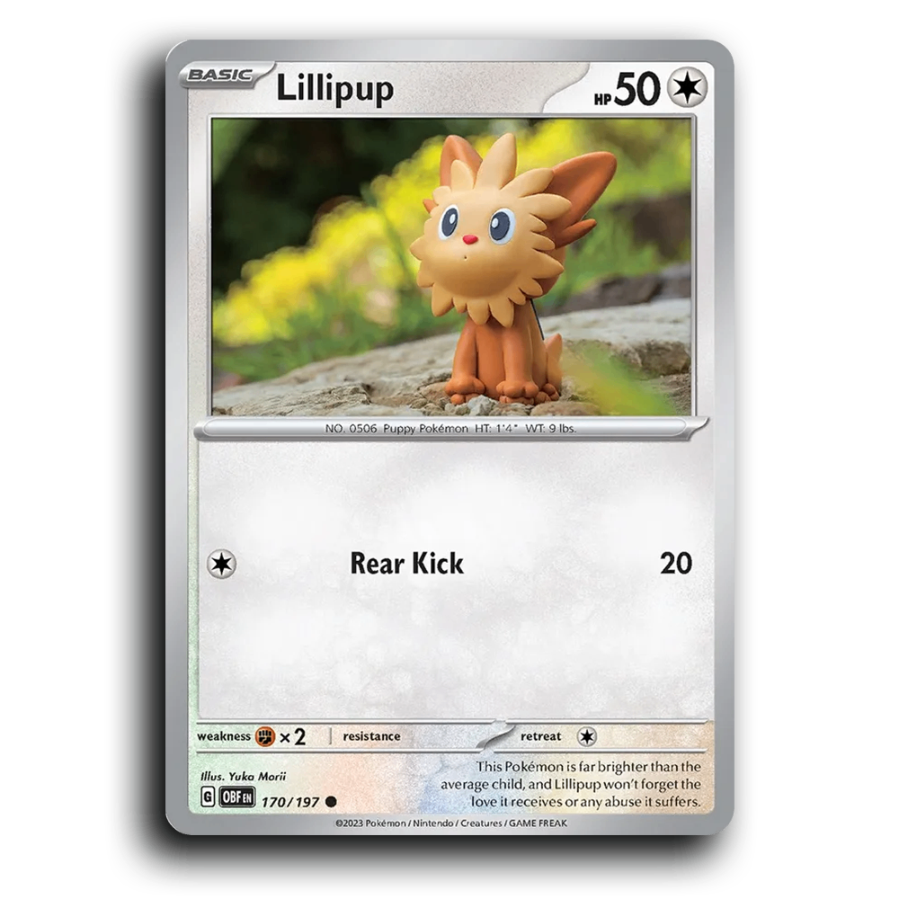 Lillipup (170/197) [Obsidian Flames] 2023 G Common English Yuka Morii Colorless OBF Basic Puppy Pokémon Pokemon Card TCG Near Mint NM
