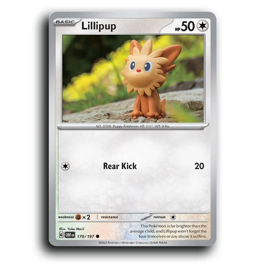 Lillipup (170/197) [Obsidian Flames] 2023 G Common English Yuka Morii Colorless OBF Basic Puppy Pokémon Pokemon Card TCG Near Mint NM