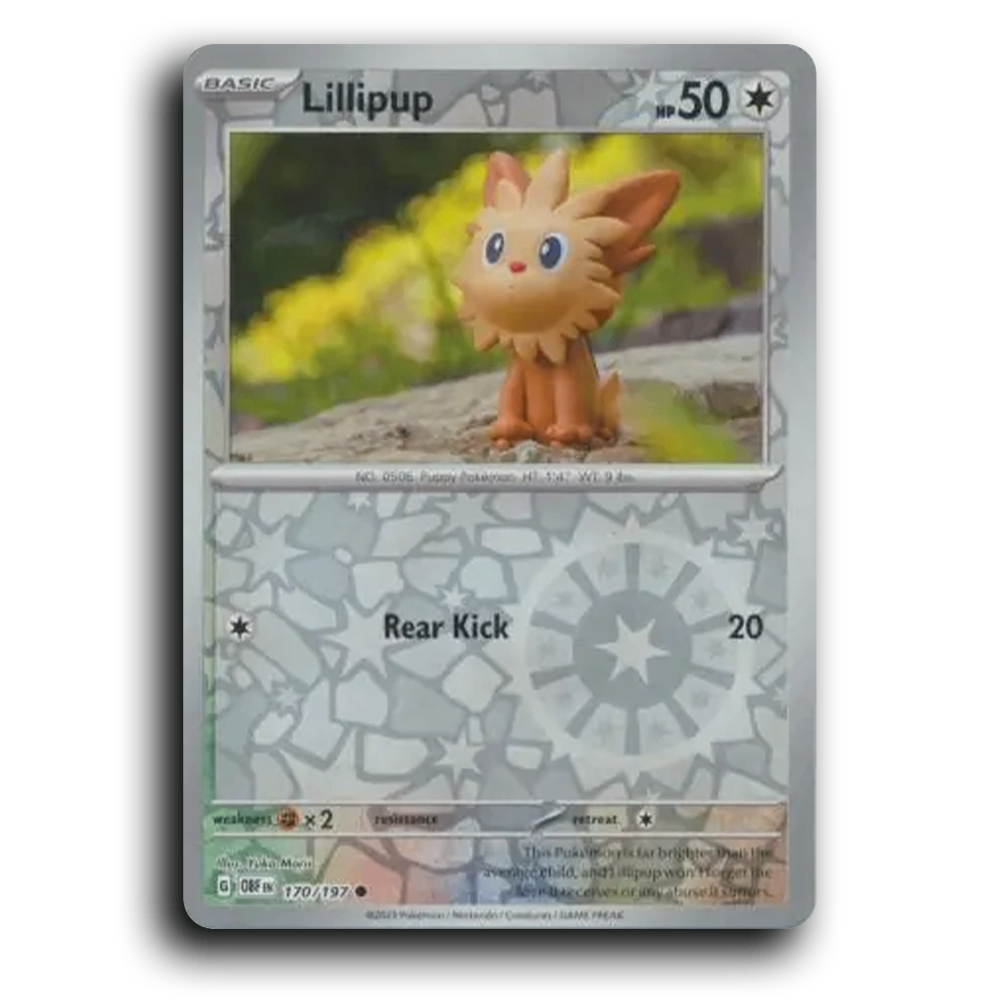 Lillipup (170/197) [Obsidian Flames] 2023 G Common English Yuka Morii Colorless OBF Basic Puppy Pokémon Pokemon Card TCG Near Mint NM Reverse Holo