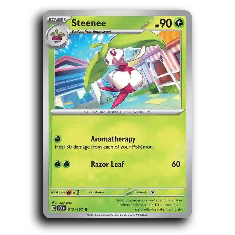 Steenee (017/197) [Obsidian Flames] 2023 G Common English nagimiso Grass OBF Stage 1 Fruit Pokémon Pokemon Card TCG Near Mint NM