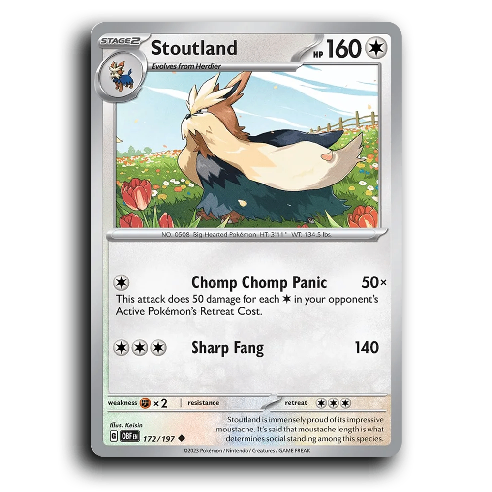 Stoutland (172/197) [Obsidian Flames] 2023 G Uncommon English Keisin Colorless OBF Stage 2 Big-Hearted Pokémon Pokemon Card TCG Near Mint NM