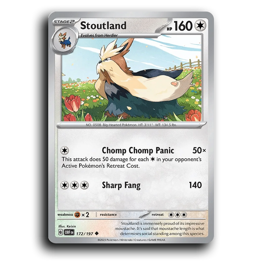 Stoutland (172/197) [Obsidian Flames] 2023 G Uncommon English Keisin Colorless OBF Stage 2 Big-Hearted Pokémon Pokemon Card TCG Near Mint NM