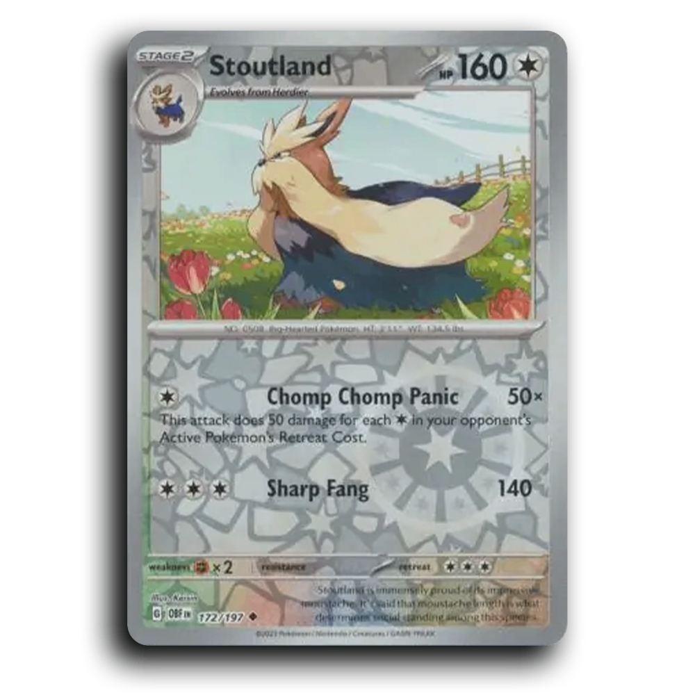 Stoutland (172/197) [Obsidian Flames] 2023 G Uncommon English Keisin Colorless OBF Stage 2 Big-Hearted Pokémon Pokemon Card TCG Near Mint NM Reverse Holo