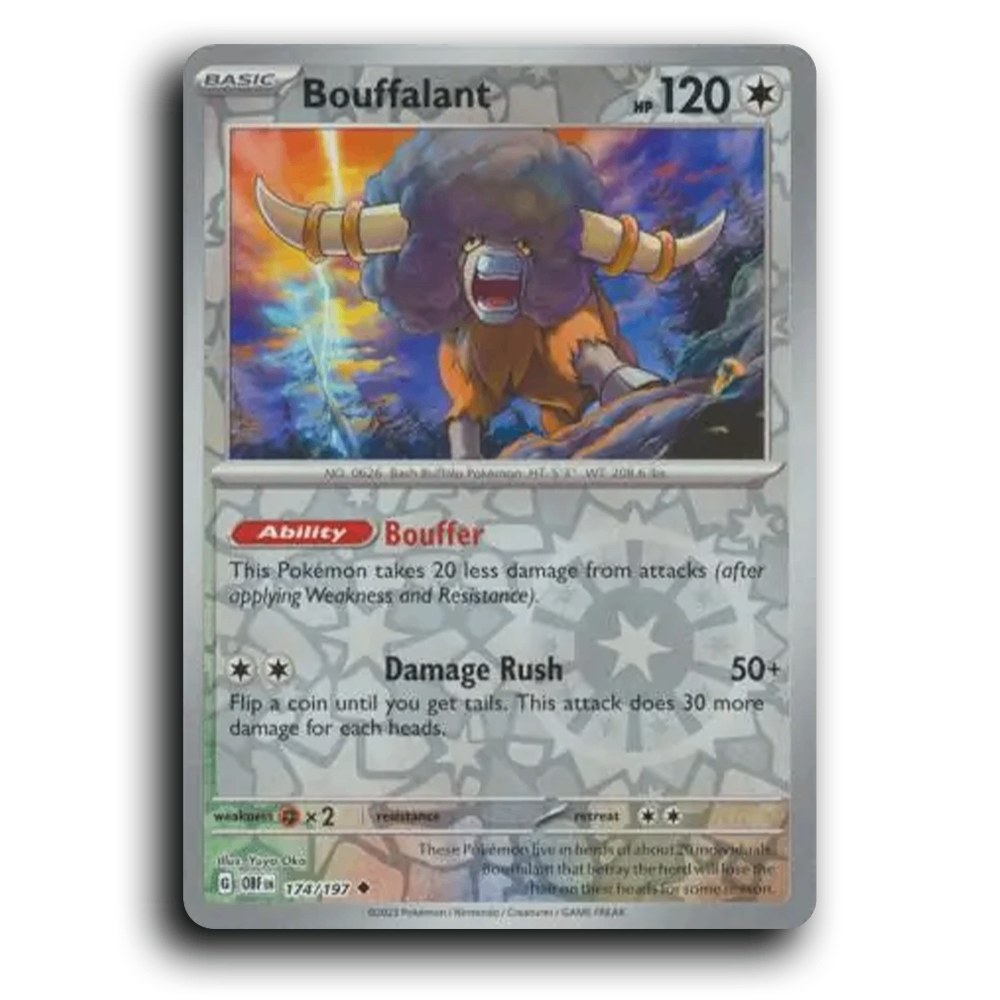 Bouffalant (174/197) [Obsidian Flames] 2023 G Uncommon English Yuya Oka Colorless OBF Basic Bash Buffalo Pokémon Pokemon Card TCG Near Mint NM Reverse Holo