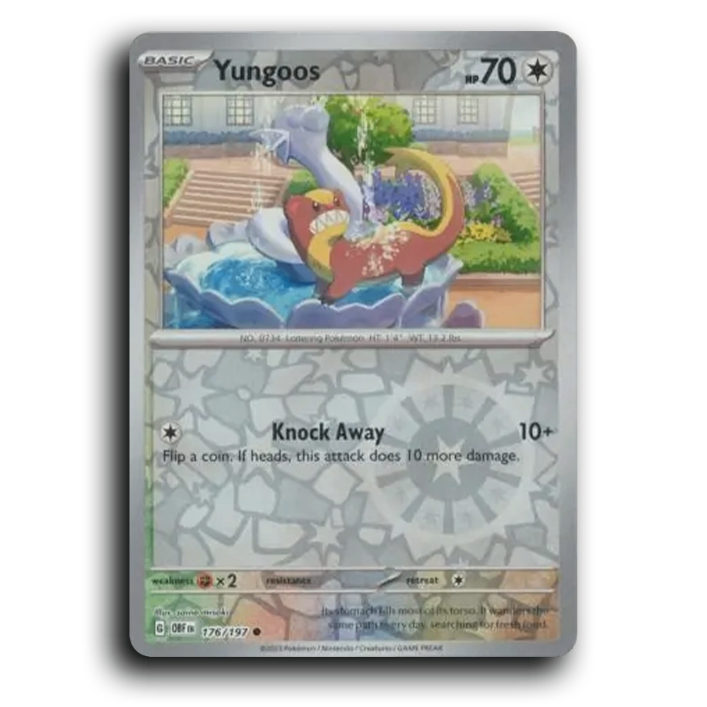 Yungoos (176/197) [Obsidian Flames] 2023 G Common English saino misaki Colorless OBF Basic Loitering Pokémon Pokemon Card TCG Near Mint NM Reverse Holo