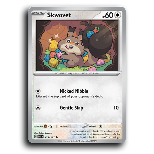 Skwovet (178/197) [Obsidian Flames] 2023 G Common English Taiga Kayama Colorless OBF Basic Cheeky Pokémon Pokemon Card TCG Near Mint NM