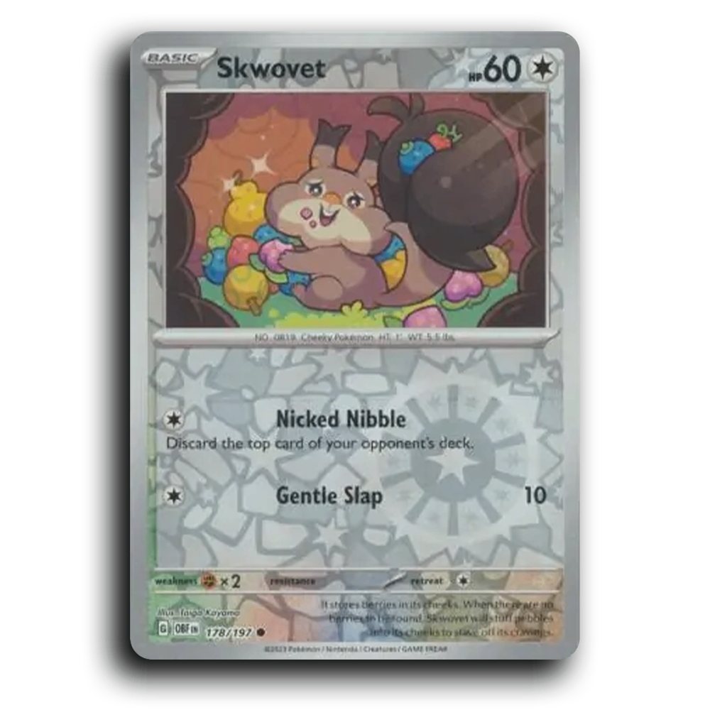 Skwovet (178/197) [Obsidian Flames] 2023 G Common English Taiga Kayama Colorless OBF Basic Cheeky Pokémon Pokemon Card TCG Near Mint NM Reverse Holo