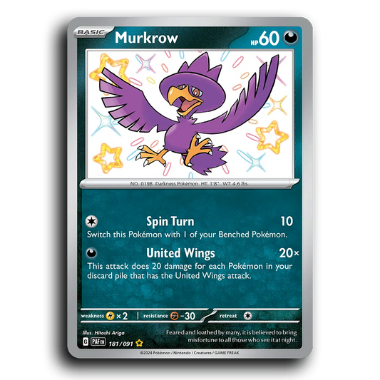 Murkrow (181/091) [Paldean Fates]