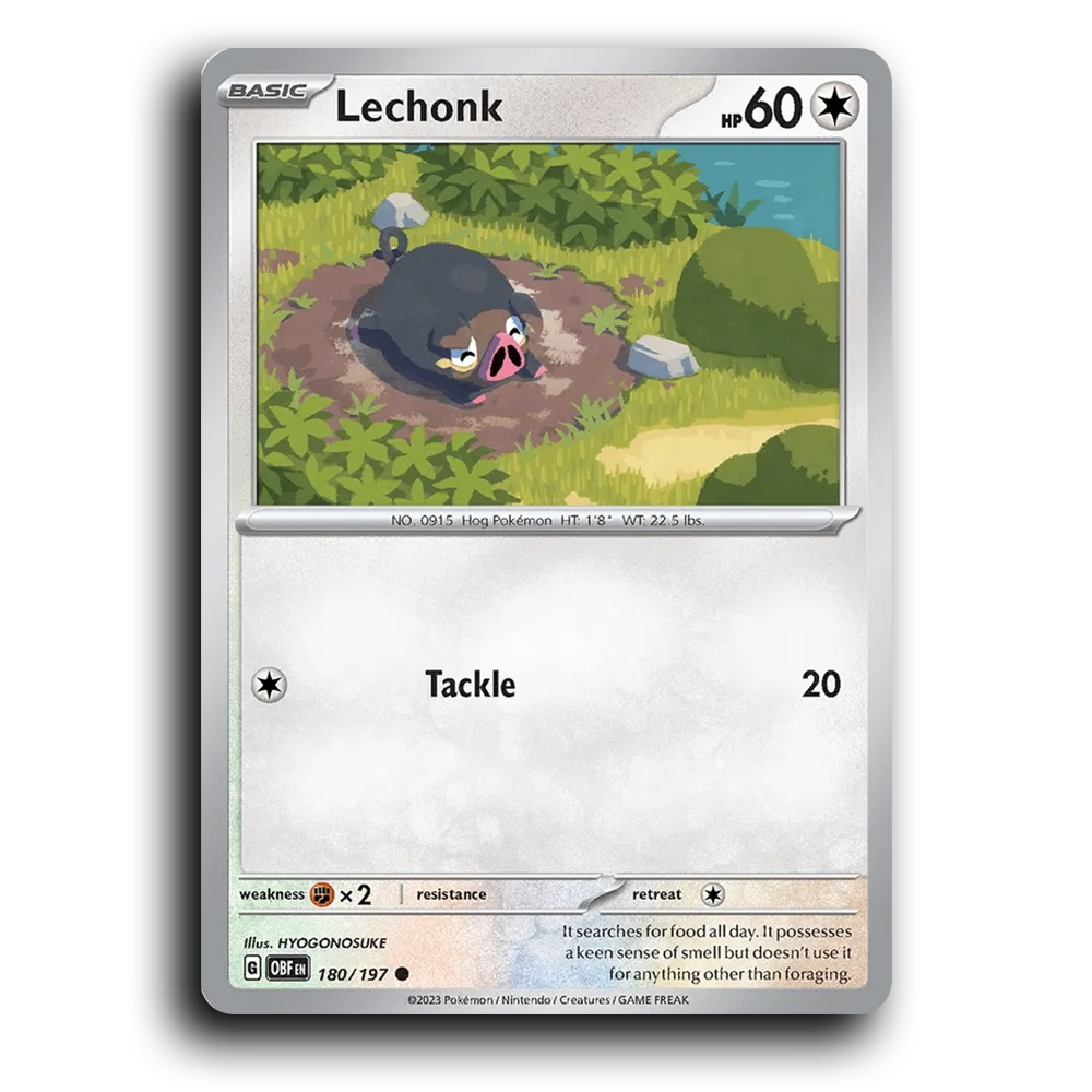 Lechonk (180/197) [Obsidian Flames] 2023 G Common English HYOGONOSUKE Colorless OBF Basic Hog Pokémon Pokemon Card TCG Near Mint NM