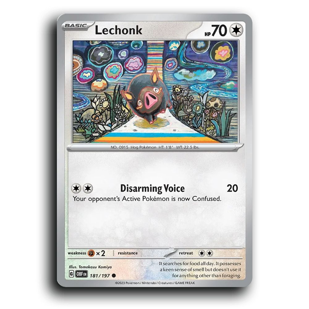 Lechonk (181/197) [Obsidian Flames] 2023 G Common English Tomokazu Komiya Colorless OBF Basic Hog Pokémon Pokemon Card TCG Near Mint NM