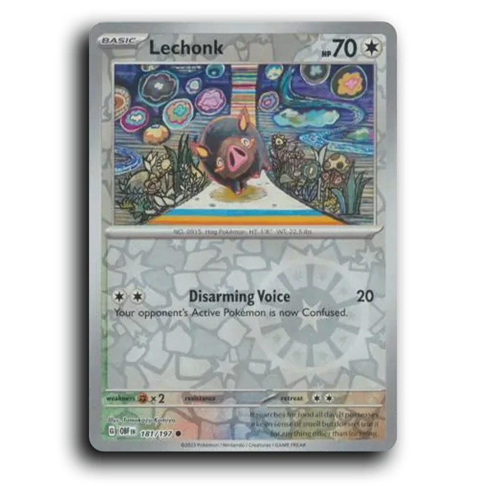 Lechonk (181/197) [Obsidian Flames] 2023 G Common English Tomokazu Komiya Colorless OBF Basic Hog Pokémon Pokemon Card TCG Near Mint NM Reverse Holo