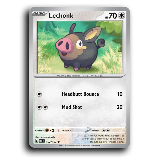 Lechonk (182/197) [Obsidian Flames] 2023 G Common English Atsuko Nishida Colorless OBF Basic Hog Pokémon Pokemon Card TCG Near Mint NM