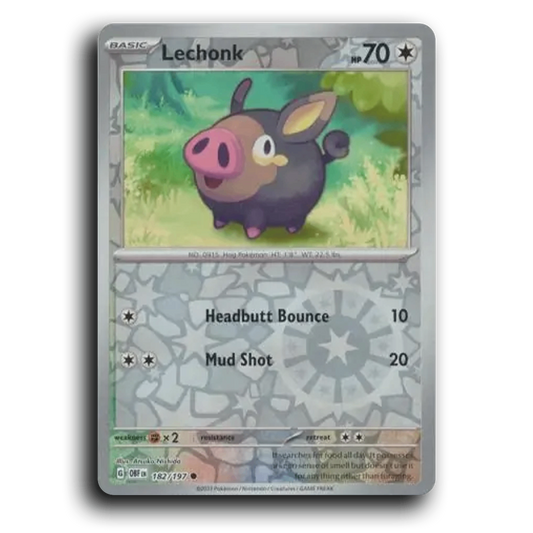 Lechonk (182/197) [Obsidian Flames] 2023 G Common English Atsuko Nishida Colorless OBF Basic Hog Pokémon Pokemon Card TCG Near Mint NM Reverse Holo
