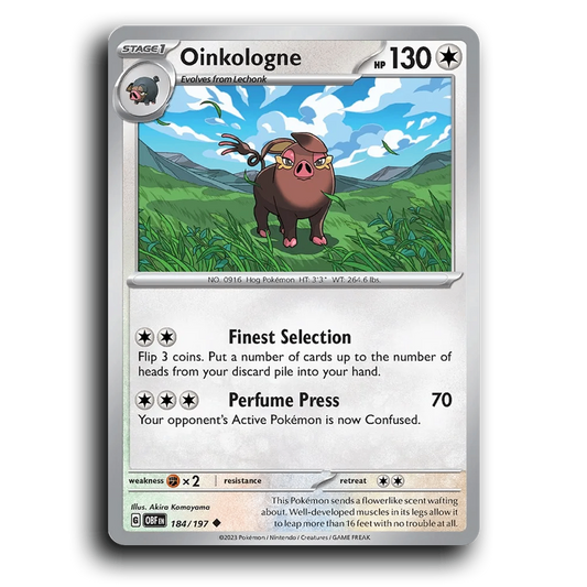 Oinkologne (184/197) [Obsidian Flames] 2023 G Uncommon English Akira Komayama Colorless OBF Stage 1 Hog Pokémon Pokemon Card TCG Near Mint NM