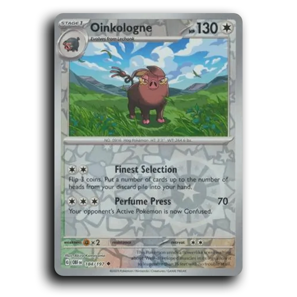 Oinkologne (184/197) [Obsidian Flames] 2023 G Uncommon English Akira Komayama Colorless OBF Stage 1 Hog Pokémon Pokemon Card TCG Near Mint NM Reverse Holo
