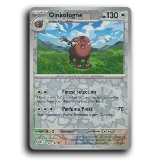 Oinkologne (184/197) [Obsidian Flames] 2023 G Uncommon English Akira Komayama Colorless OBF Stage 1 Hog Pokémon Pokemon Card TCG Near Mint NM Reverse Holo