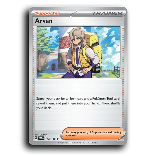Arven (186/197) [Obsidian Flames] 2023 G Uncommon English GIDORA Trainer OBF Supporter Pokemon Card TCG Near Mint NM