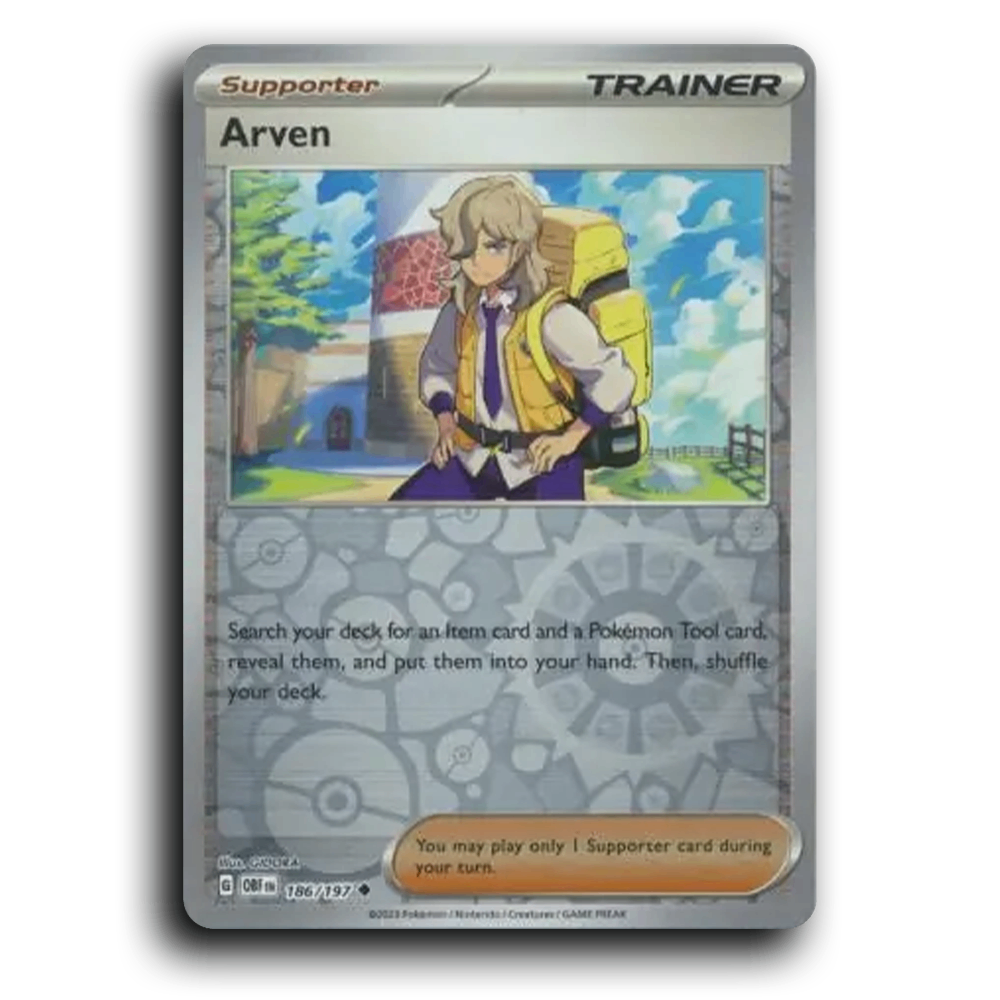Arven (186/197) [Obsidian Flames] 2023 G Uncommon English GIDORA Trainer OBF Supporter Pokemon Card TCG Near Mint NM Reverse Holo