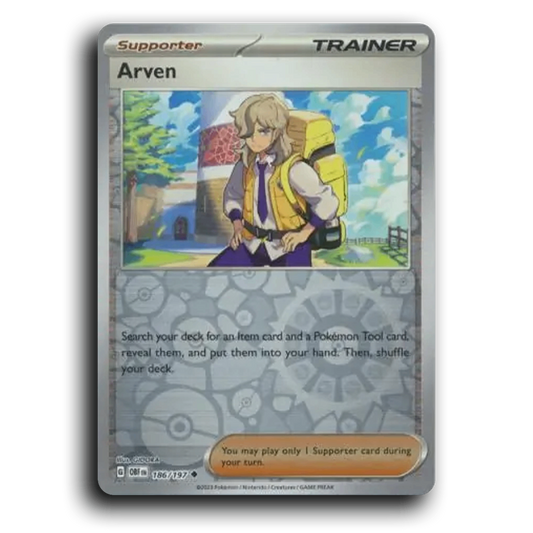 Arven (186/197) [Obsidian Flames] 2023 G Uncommon English GIDORA Trainer OBF Supporter Pokemon Card TCG Near Mint NM Reverse Holo