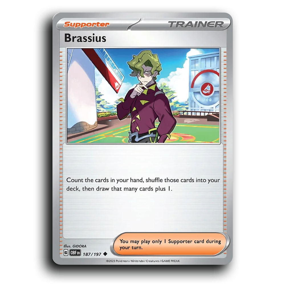 Brassius (187/197) [Obsidian Flames] 2023 G Uncommon English GIDORA Trainer OBF Supporter Pokemon Card TCG Near Mint NM