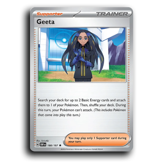 Geeta (188/197) [Obsidian Flames] 2023 G Rare English kirisAki Trainer OBF Supporter Pokemon Card TCG Near Mint NM