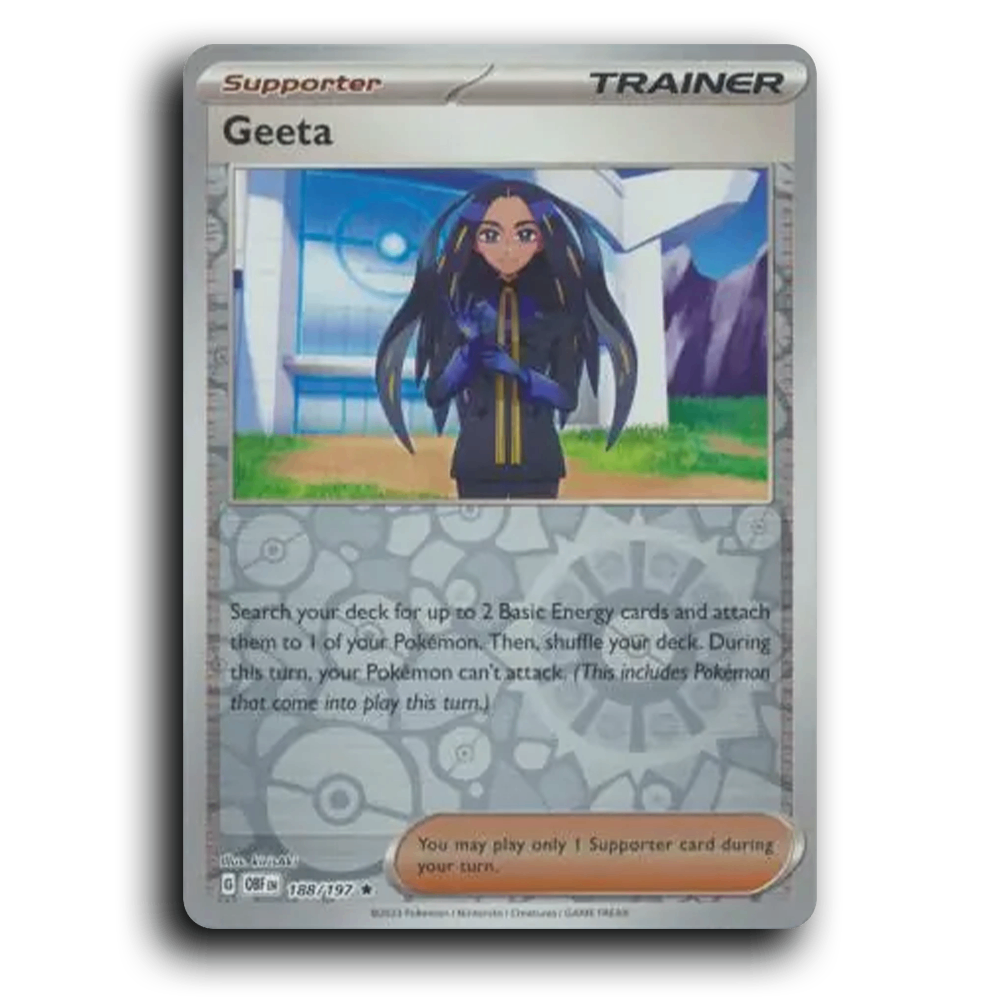 Geeta (188/197) [Obsidian Flames] 2023 G Rare English kirisAki Trainer OBF Supporter Pokemon Card TCG Near Mint NM Reverse Holo