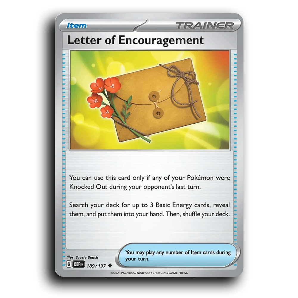 Letter of Encouragement (189/197) [Obsidian Flames] 2023 G Uncommon English Toyste Beach Trainer OBF Item Pokemon Card TCG Near Mint NM