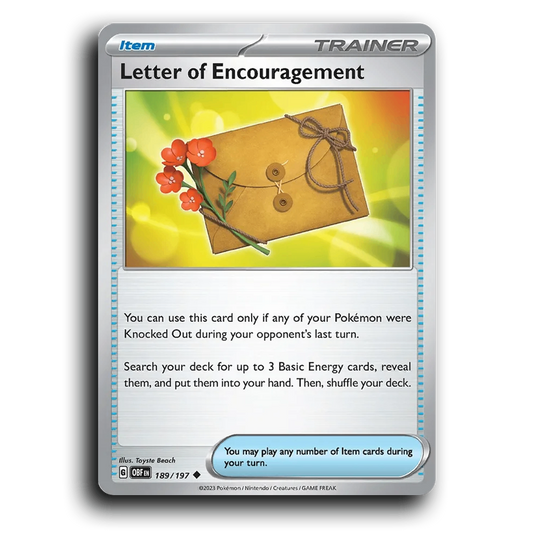 Letter of Encouragement (189/197) [Obsidian Flames] 2023 G Uncommon English Toyste Beach Trainer OBF Item Pokemon Card TCG Near Mint NM