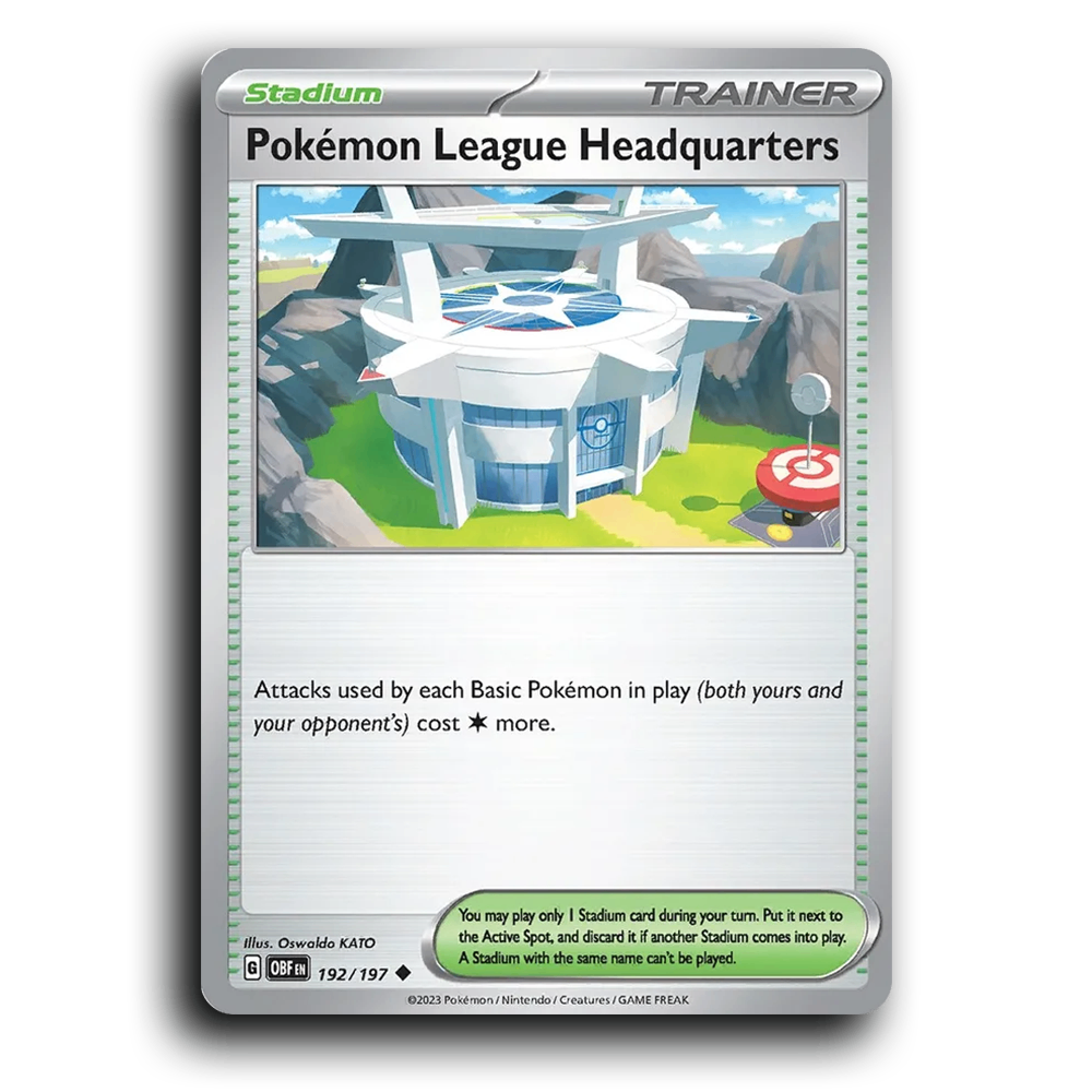 Pokemon League Headquarters (192/197) [Obsidian Flames] 2023 G Uncommon English Oswaldo KATO Trainer OBF Stadium Pokemon Card TCG Near Mint NM