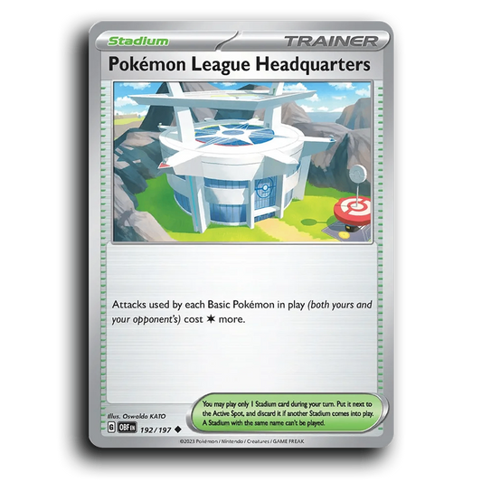 Pokemon League Headquarters (192/197) [Obsidian Flames] 2023 G Uncommon English Oswaldo KATO Trainer OBF Stadium Pokemon Card TCG Near Mint NM