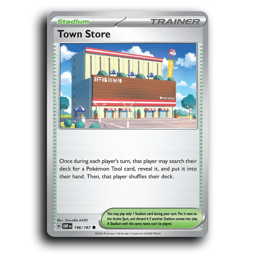 Town Store (196/197) [Obsidian Flames] 2023 G Common English Oswaldo KATO Trainer OBF Stadium Pokemon Card TCG Near Mint NM
