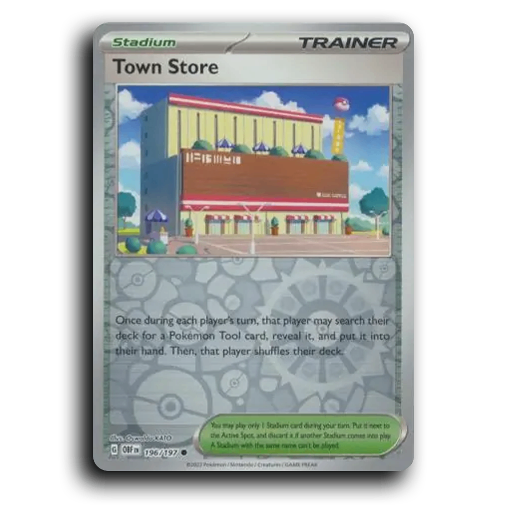 Town Store (196/197) [Obsidian Flames] 2023 G Common English Oswaldo KATO Trainer OBF Stadium Pokemon Card TCG Near Mint NM Reverse Holo