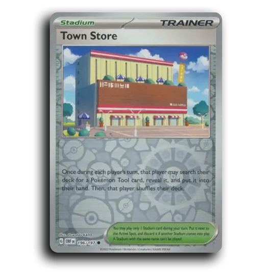 Town Store (196/197) [Obsidian Flames] 2023 G Common English Oswaldo KATO Trainer OBF Stadium Pokemon Card TCG Near Mint NM Reverse Holo