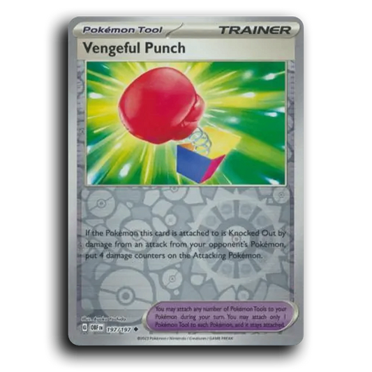 Vengeful Punch (197/197) [Obsidian Flames] 2023 G Uncommon English Ayaka Yoshida Trainer OBF Pokémon Tool Pokemon Card TCG Near Mint NM Reverse Holo