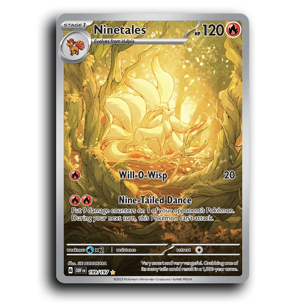 Ninetales (199/197) [Obsidian Flames] 2023 G Illustration Rare English SIE NANAHARA Fire OBF Stage 1 Fox Pokémon Pokemon Card TCG Near Mint NM