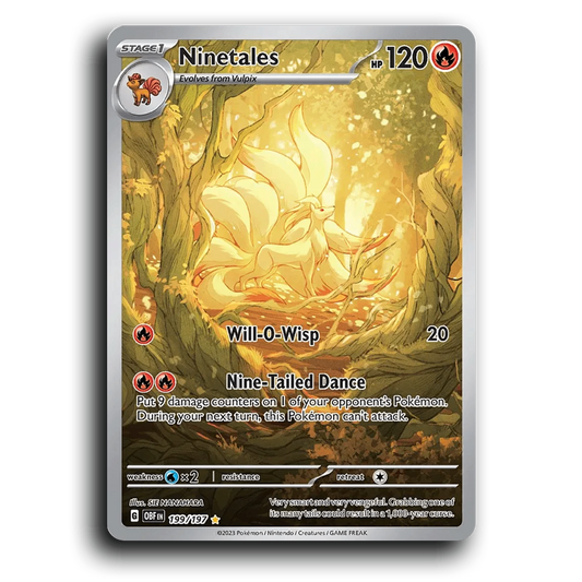 Ninetales (199/197) [Obsidian Flames] 2023 G Illustration Rare English SIE NANAHARA Fire OBF Stage 1 Fox Pokémon Pokemon Card TCG Near Mint NM