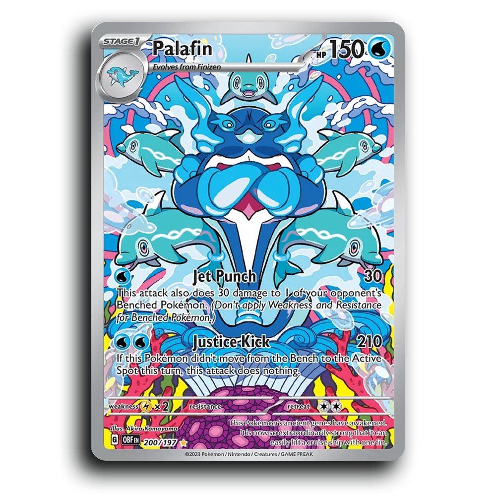 Palafin (200/197) [Obsidian Flames] 2023 G Illustration Rare English Akira Komayama Water OBF Stage 1 Dolphin Pokémon Pokemon Card TCG Near Mint NM
