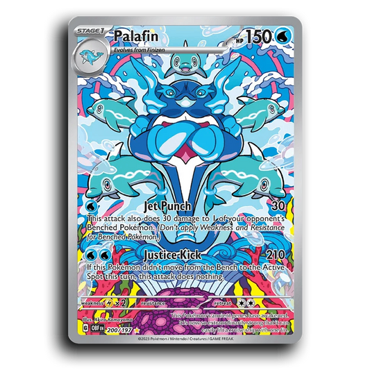 Palafin (200/197) [Obsidian Flames] 2023 G Illustration Rare English Akira Komayama Water OBF Stage 1 Dolphin Pokémon Pokemon Card TCG Near Mint NM