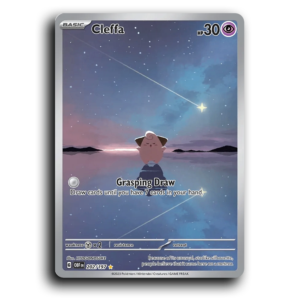 Cleffa (202/197) [Obsidian Flames] 2023 G Illustration Rare English HYOGONOSUKE Psychic OBF Basic Star Shape Pokémon Pokemon Card TCG Near Mint NM