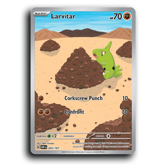 Larvitar (203/197) [Obsidian Flames] 2023 G Illustration Rare English Miki Tanaka Fighting OBF Basic Rock Skin Pokémon Pokemon Card TCG Near Mint NM