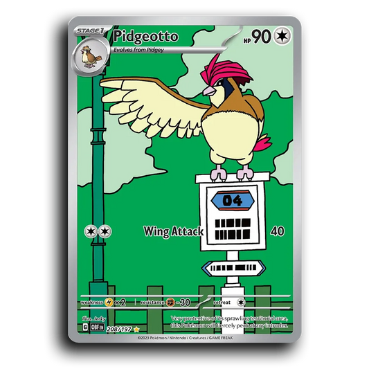 Pidgeotto (208/197) [Obsidian Flames] 2023 G Illustration Rare English Jerky Colorless OBF Stage 1 Bird Pokémon Pokemon Card TCG Near Mint NM