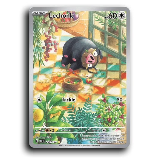 Lechonk (209/197) [Obsidian Flames] 2023 G Illustration Rare English Narumi Sato Colorless OBF Basic Hog Pokémon Pokemon Card TCG Near Mint NM